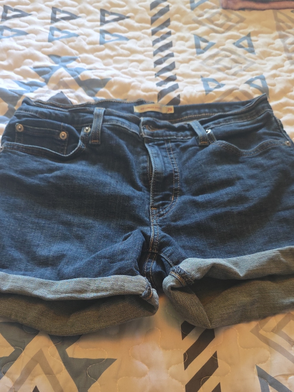 Levi Dark Blue Denim Roll-Cuff Women’s Shorts